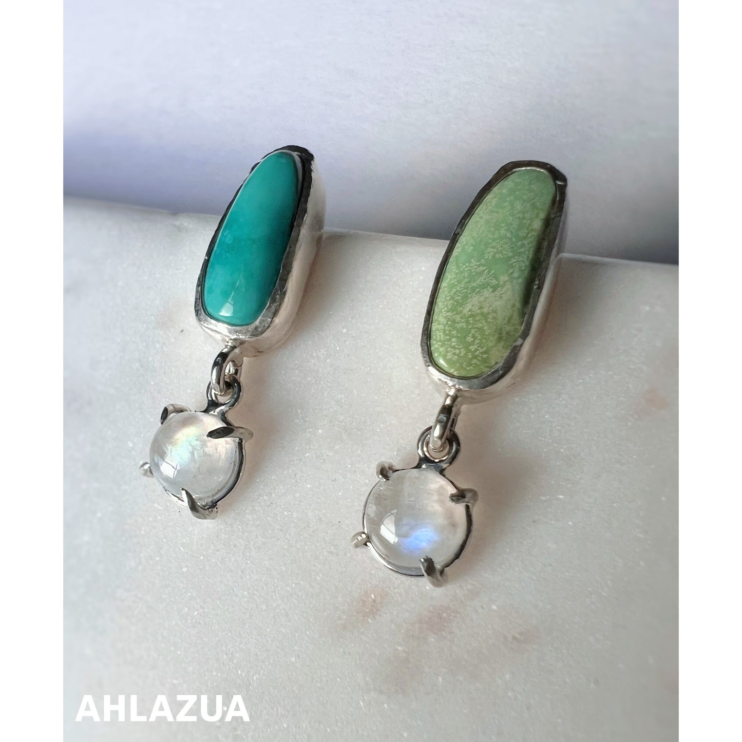 Moon Stone & Southwest Turquoise Stud earrings