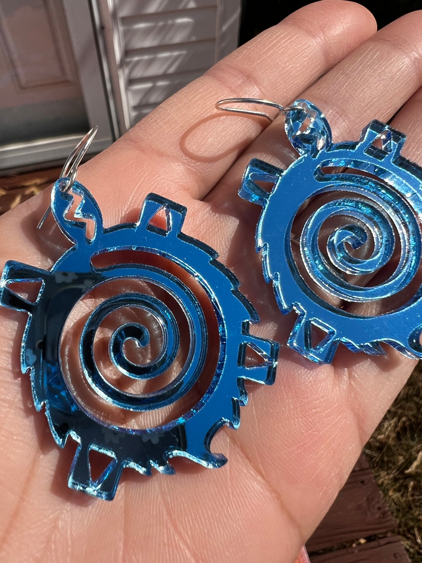 Large Blue Turtle earrings