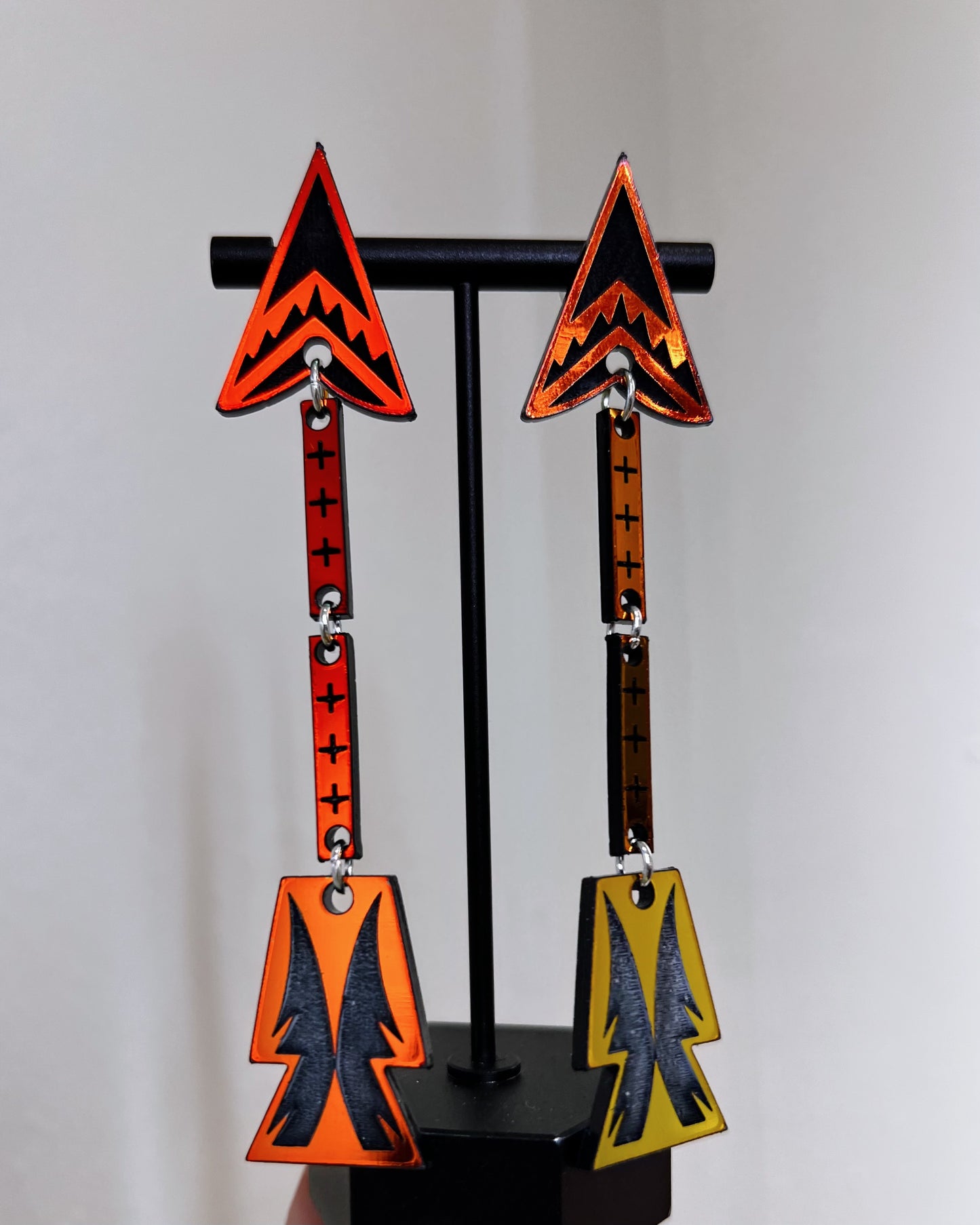 Two Tier- Dark Iridescent Arrow Dangles