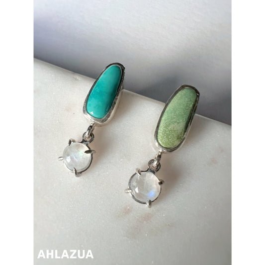 Moon Stone & Southwest Turquoise Stud earrings