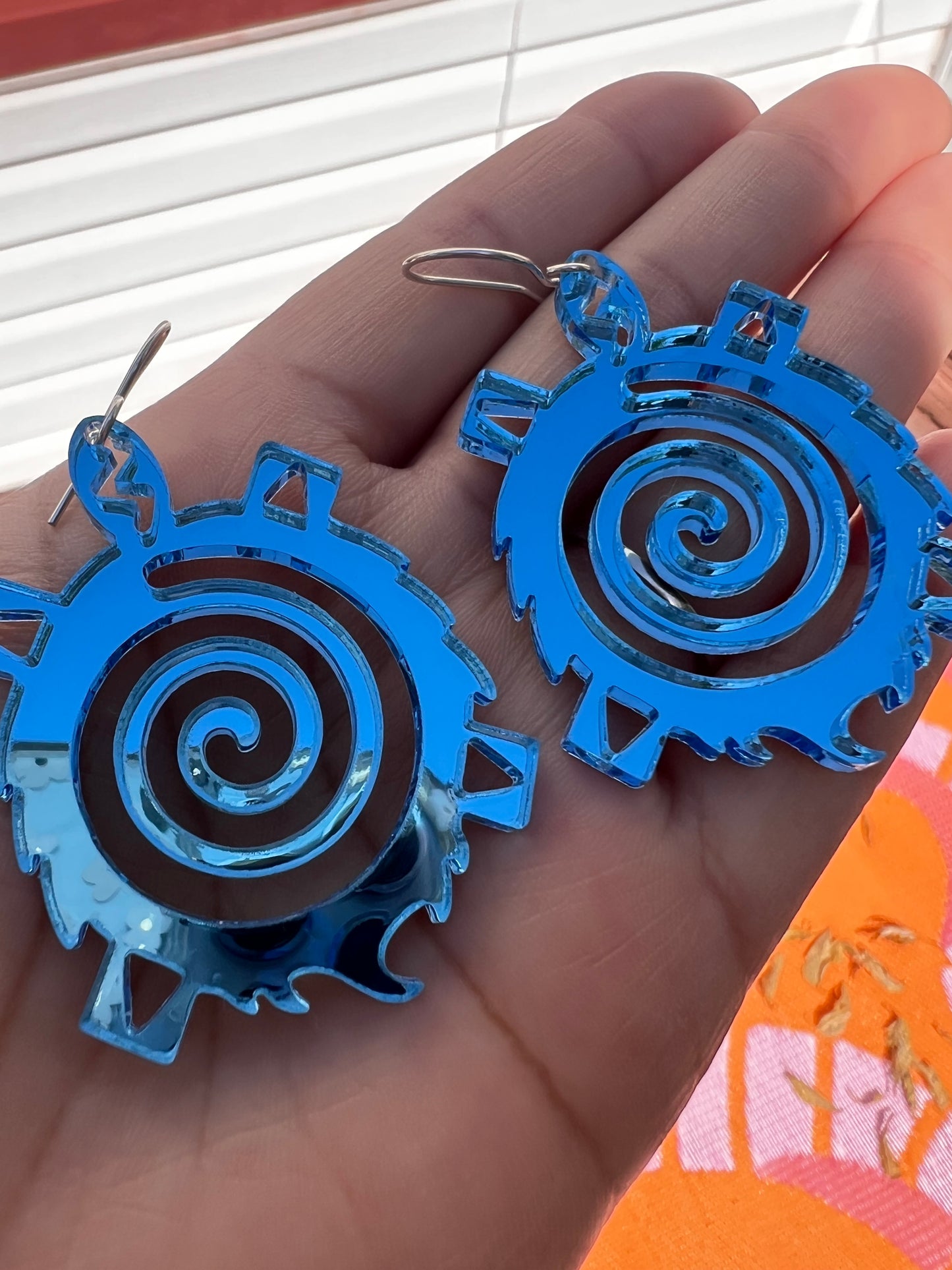 Large Blue Turtle earrings