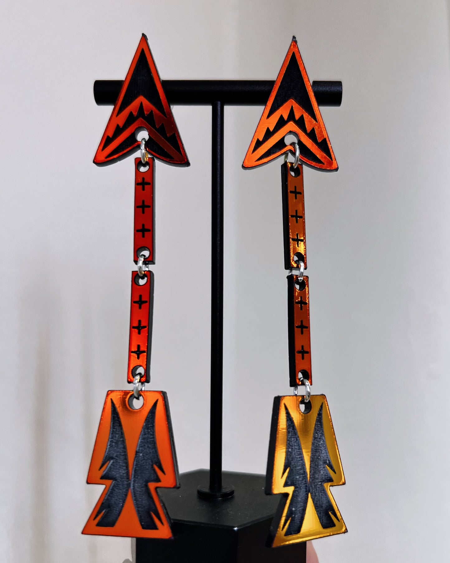 Two Tier- Dark Iridescent Arrow Dangles
