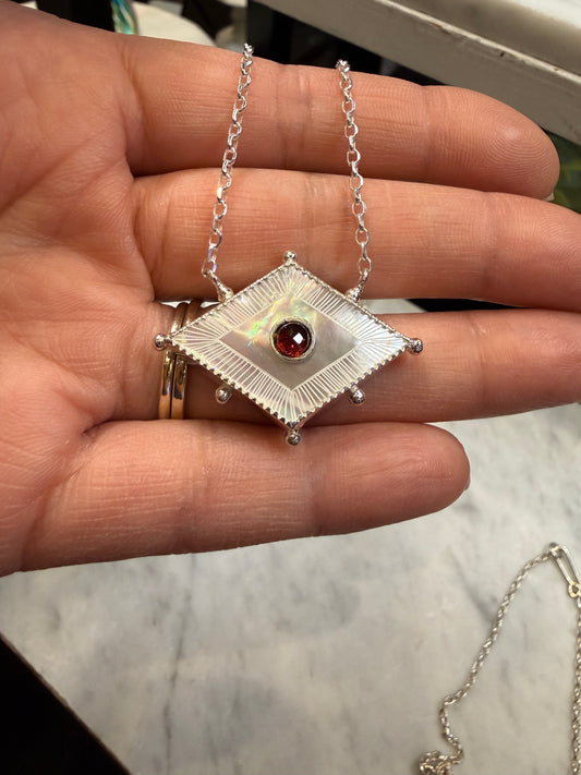 Etched Mother of Pearl & Garnet