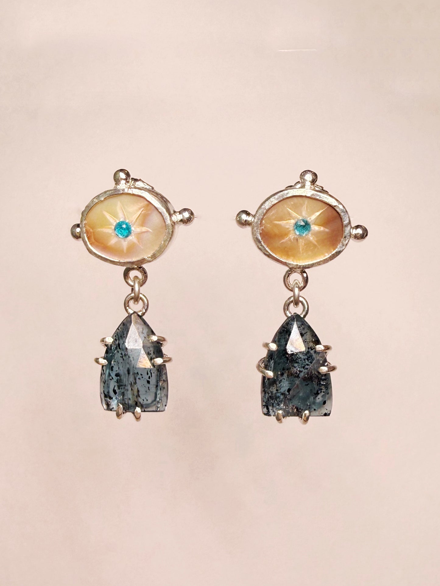 Kyanite and Mother of Pearl Earrings