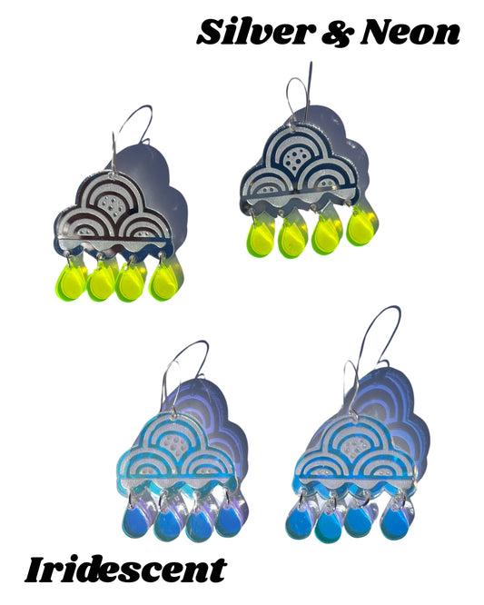 Rain Clouds in Silver & Neon