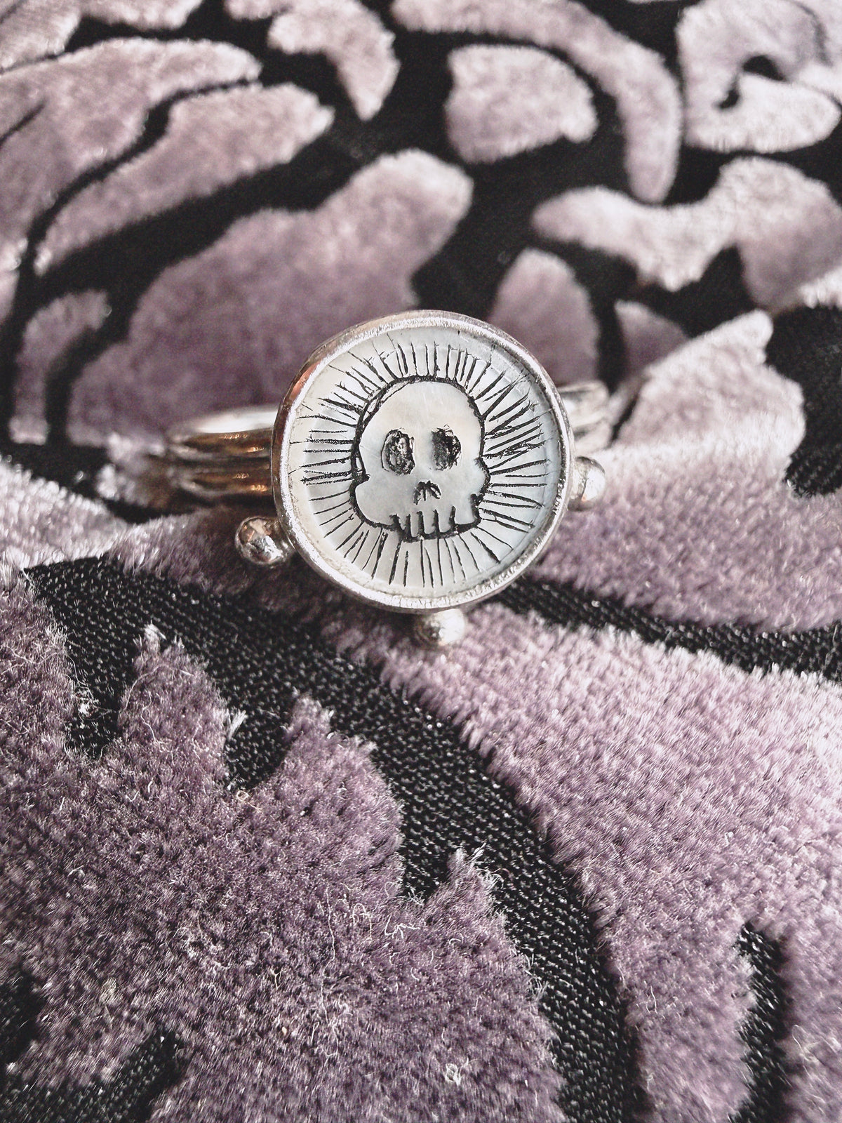 Etched Skull Ring