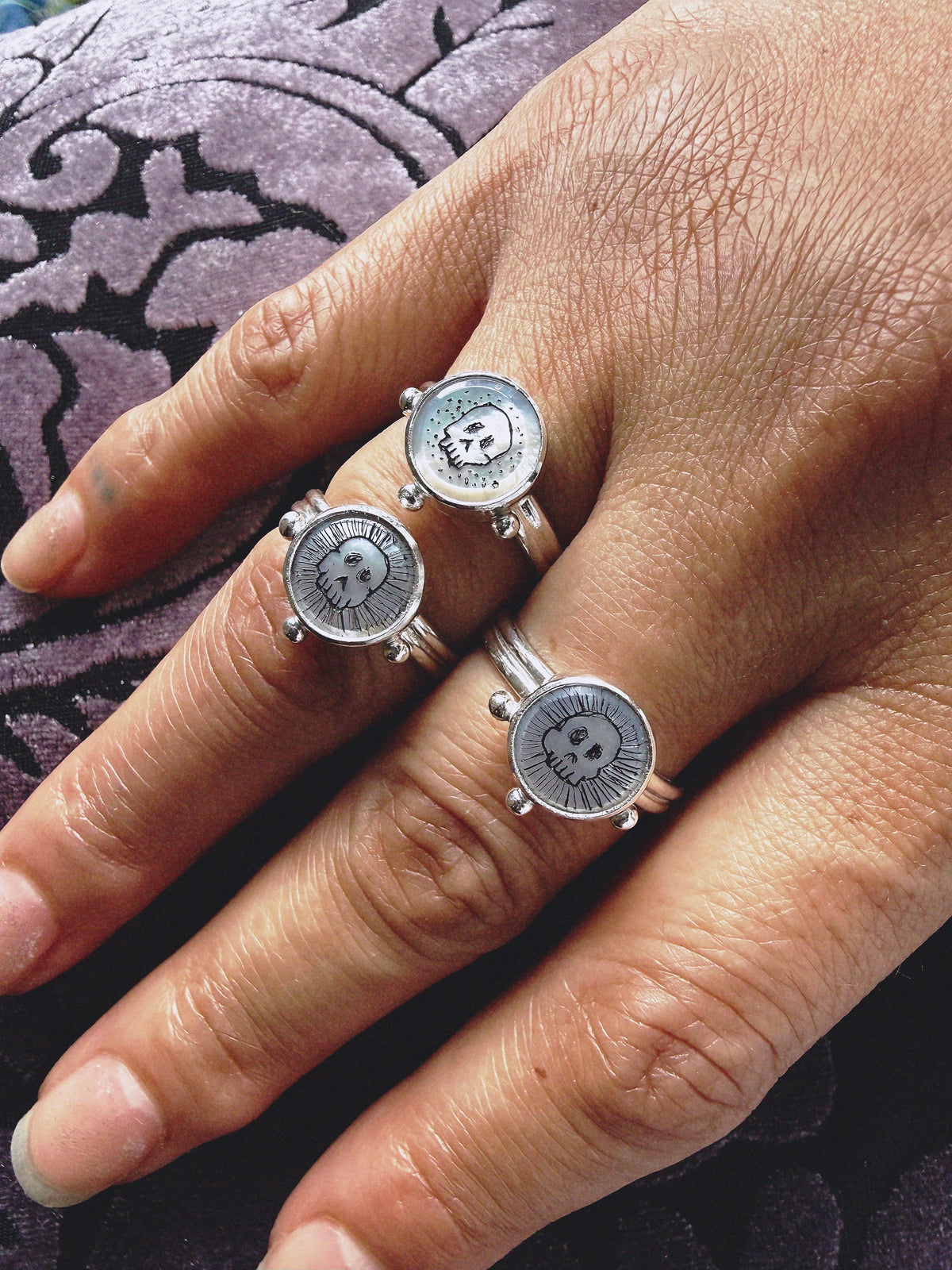 Etched Skull Ring