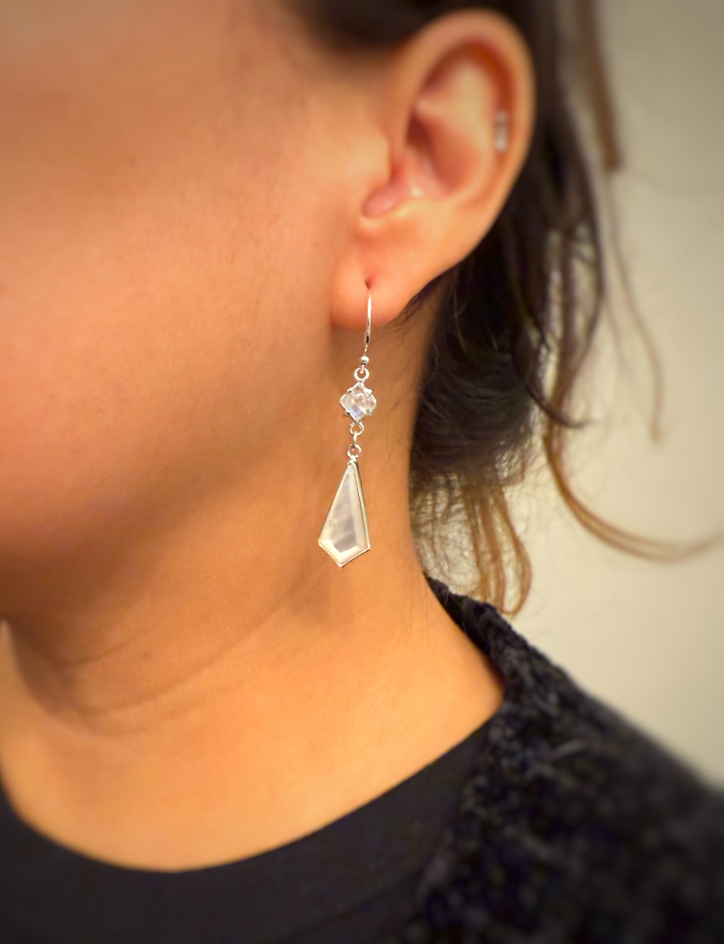 Faceted Mother of Pearl Dangles