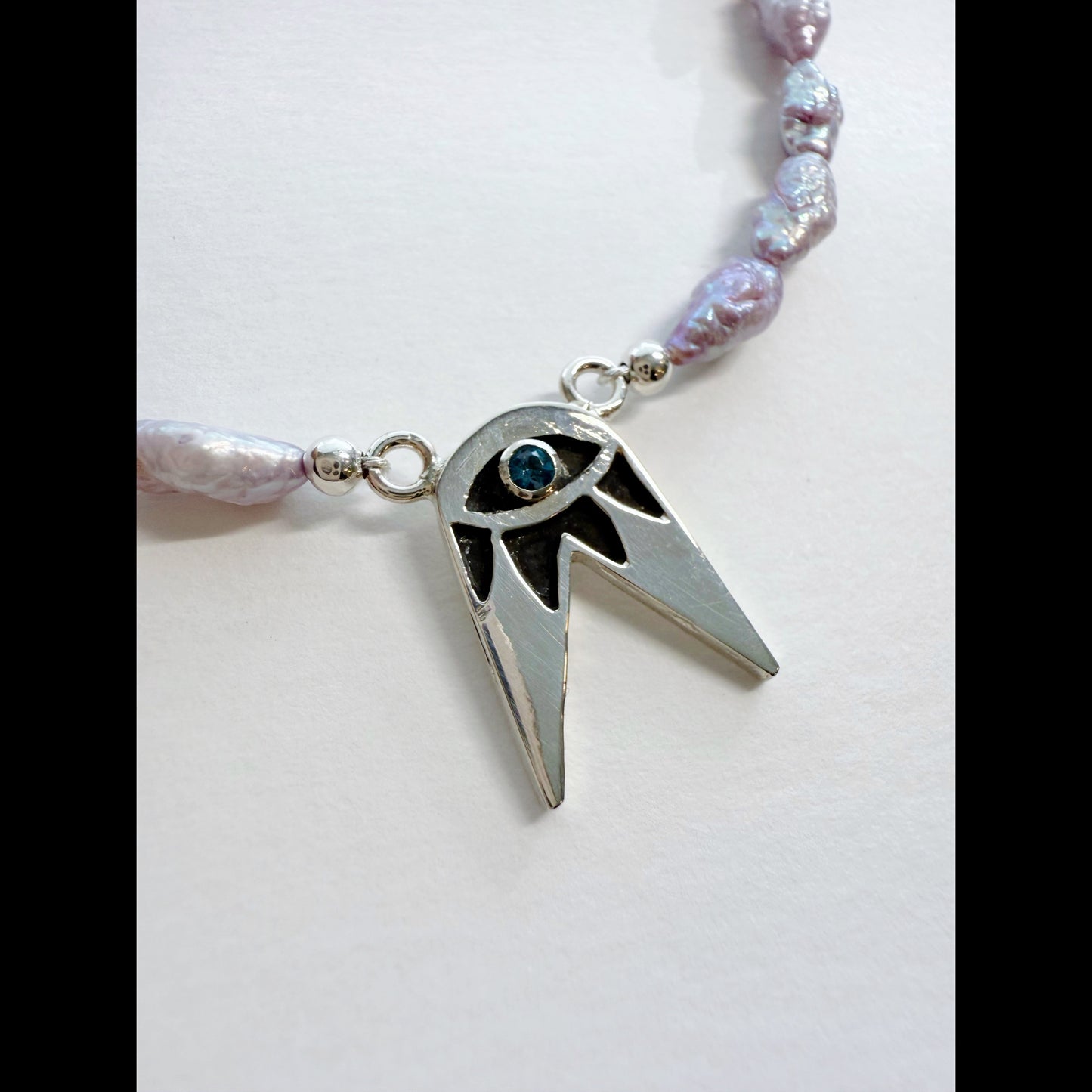 Woodpecker Forked Eye Blue Apatite & Pearl