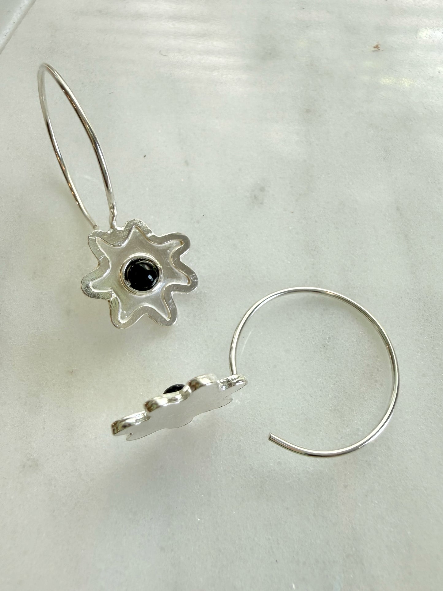 Onyx and Star Hoop earrings
