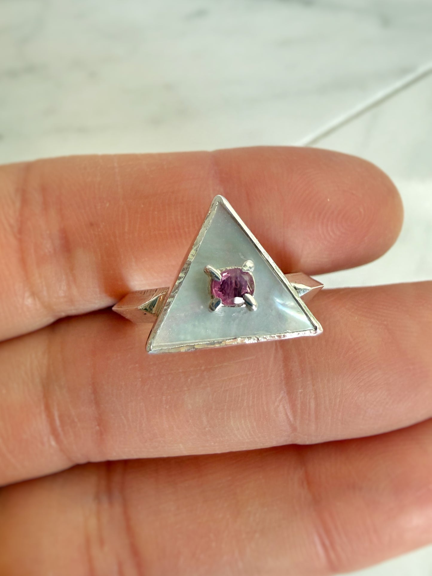 Natural Ruby and Mother of Pearl Ring