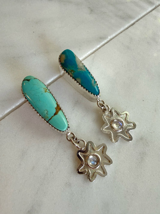 Turquoise and star earrings