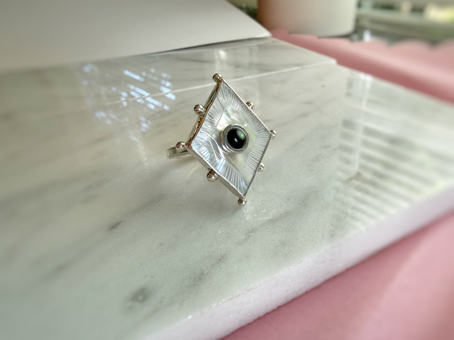Etched Mother of Pearl Ring