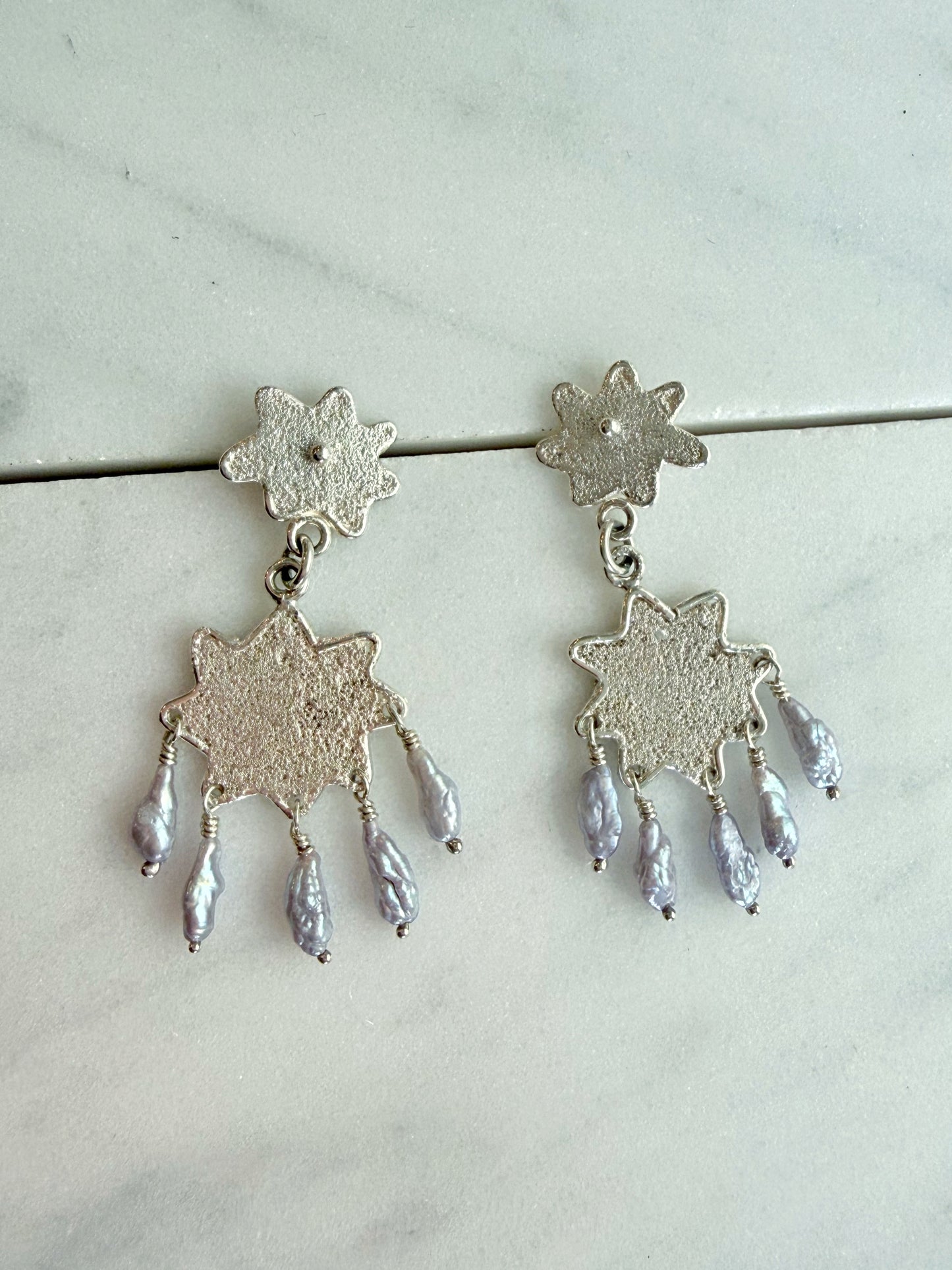 Textured Star Chandelier Earrings