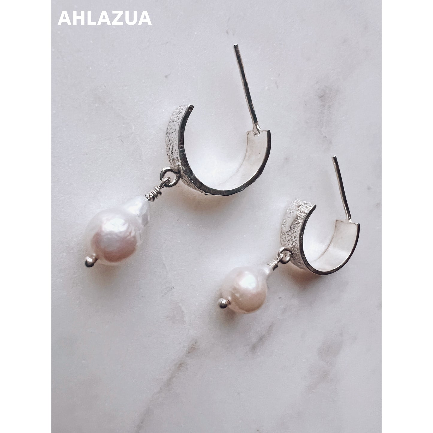 Textured Pearl Hoops