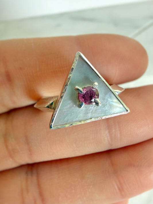 Natural Ruby and Mother of Pearl Ring