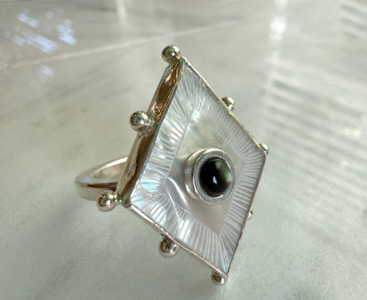 Etched Mother of Pearl Ring