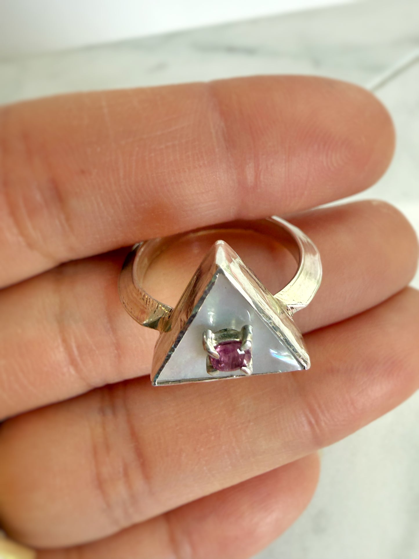Natural Ruby and Mother of Pearl Ring