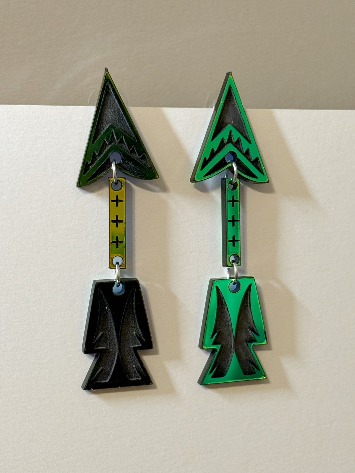 One Tier- Dark Blue Green shift Arrow Dangles
