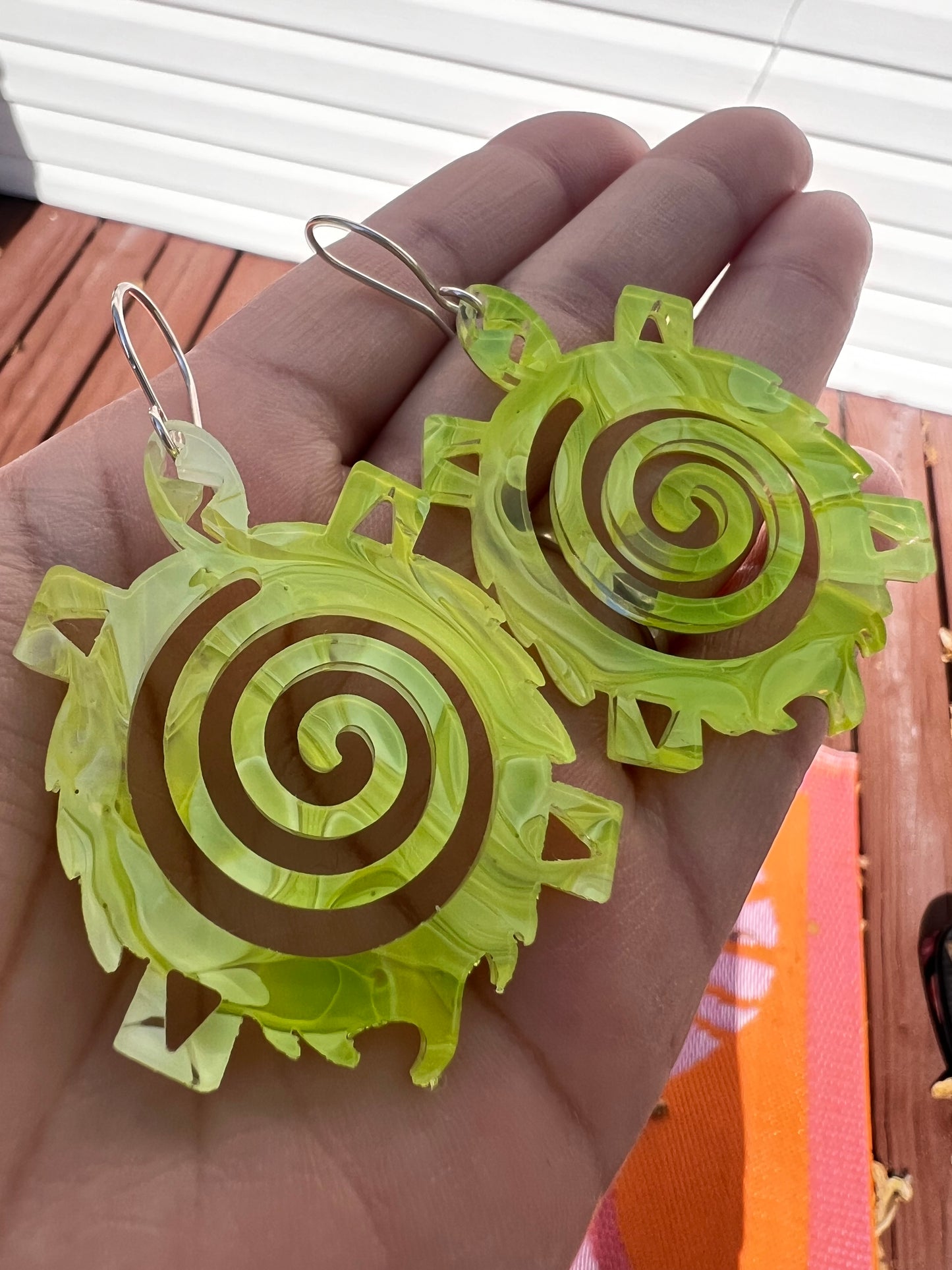 Large Green Turtle earrings