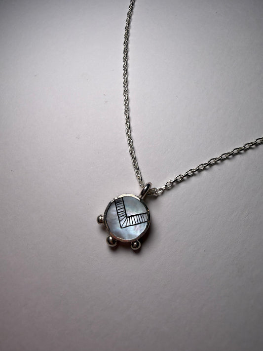 Etched Mother of Pearl and sterling silver