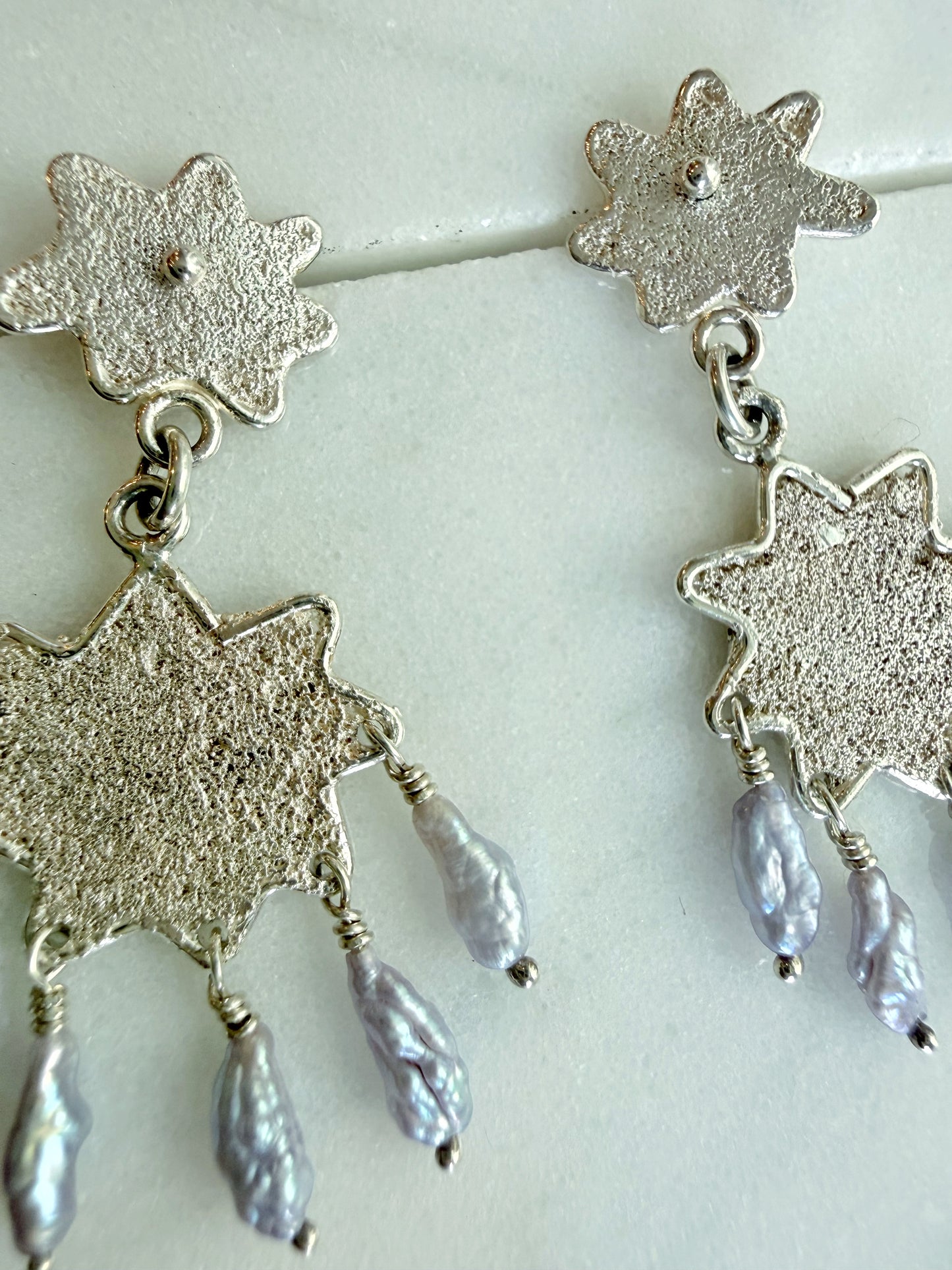Textured Star Chandelier Earrings