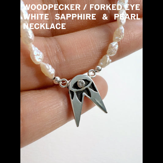 Woodpecker Forked Eye White Sapphire & Pearl