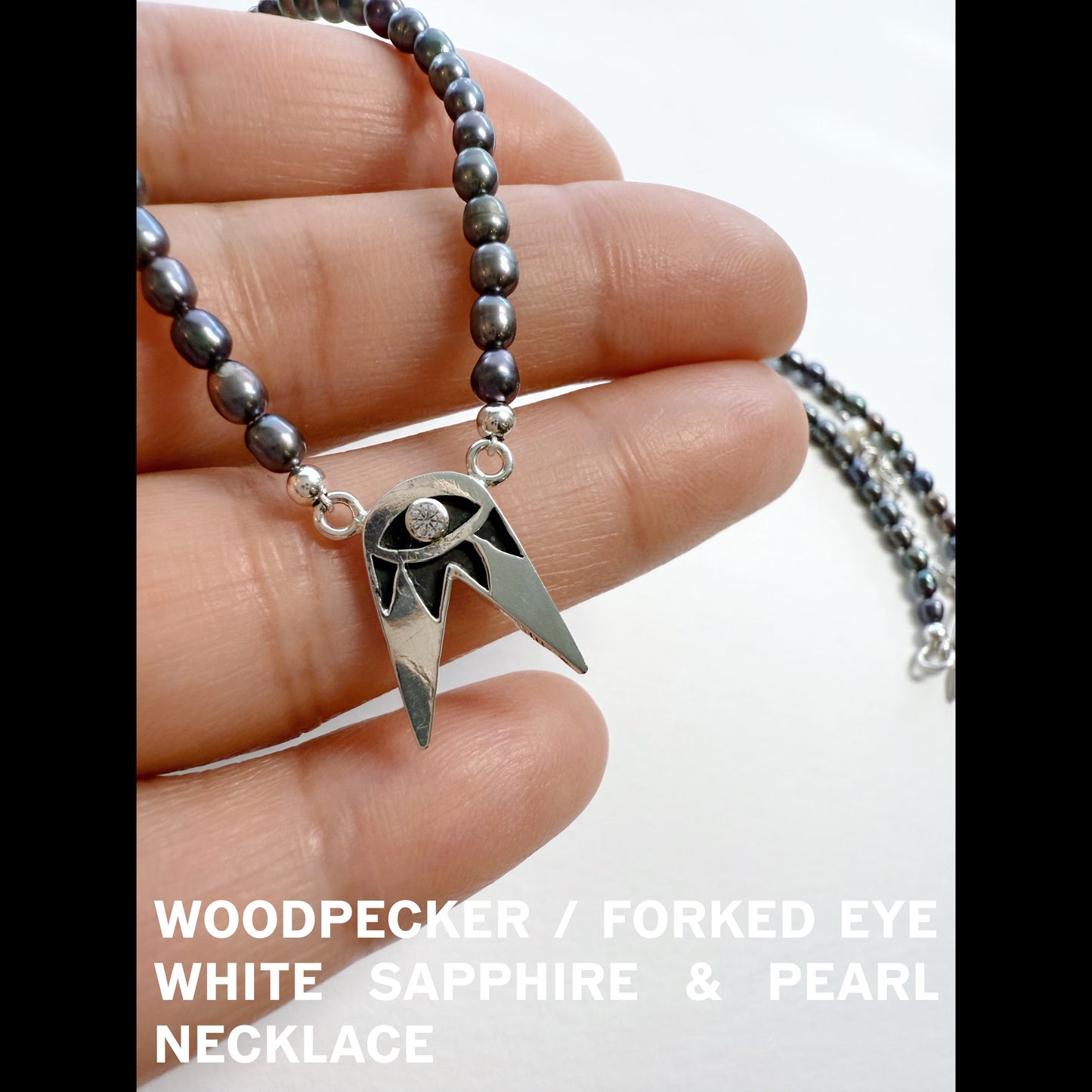 Woodpecker Forked Eye White Sapphire & Pearl