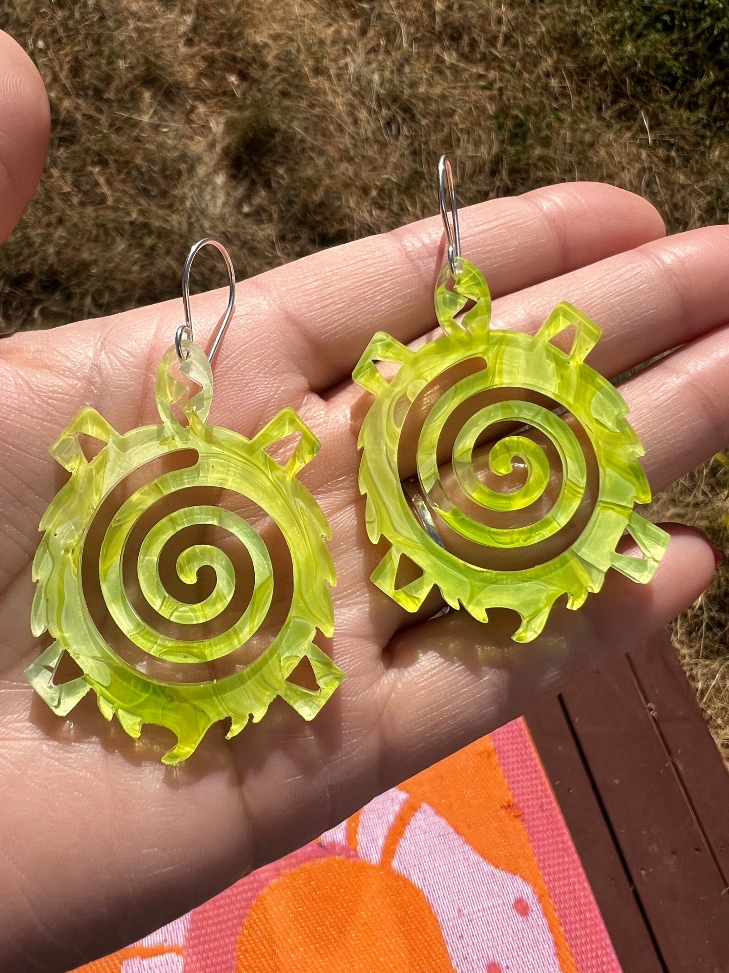 Large Green Turtle earrings