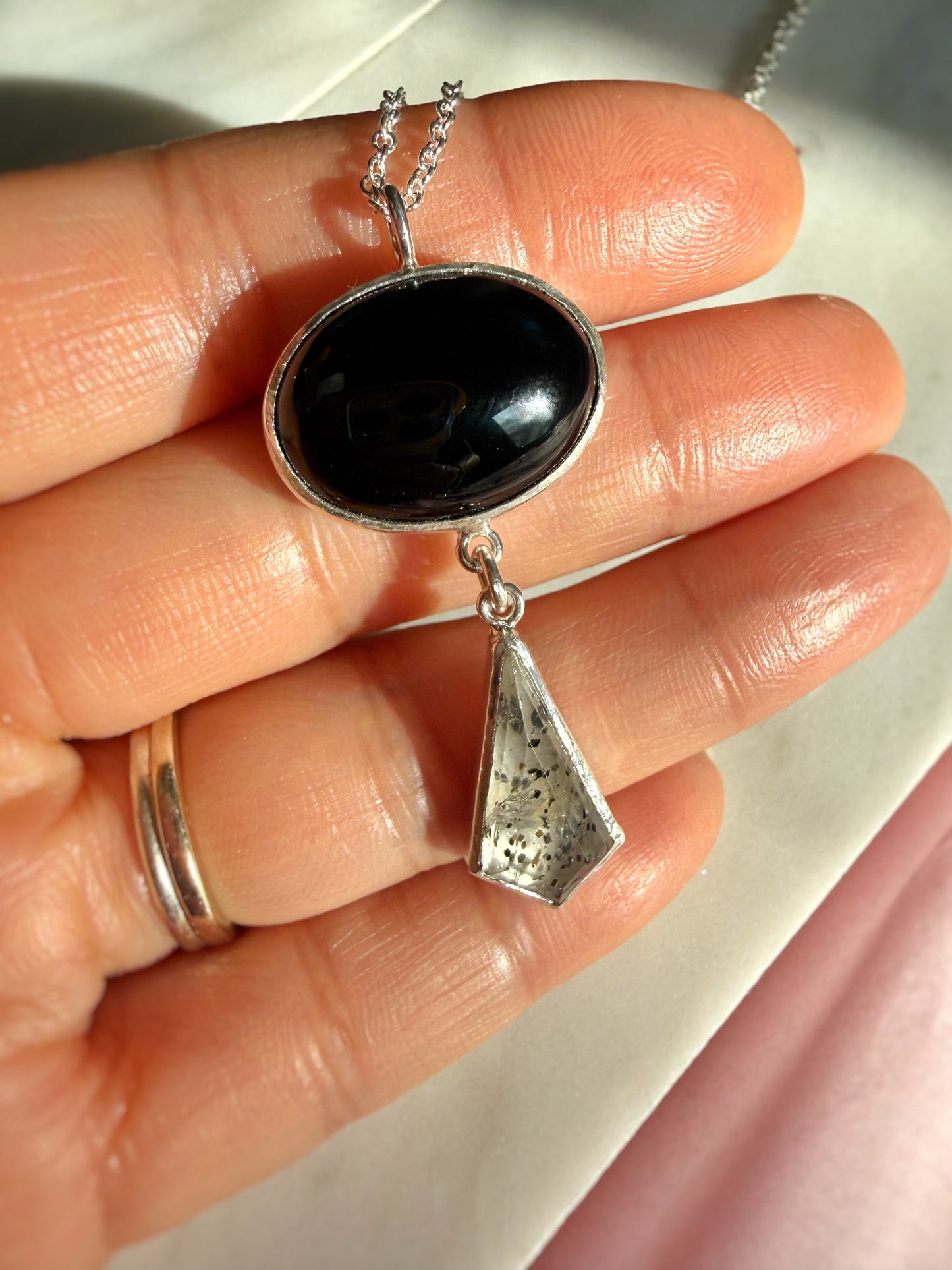 Black onyx & Tourmilated Quartz