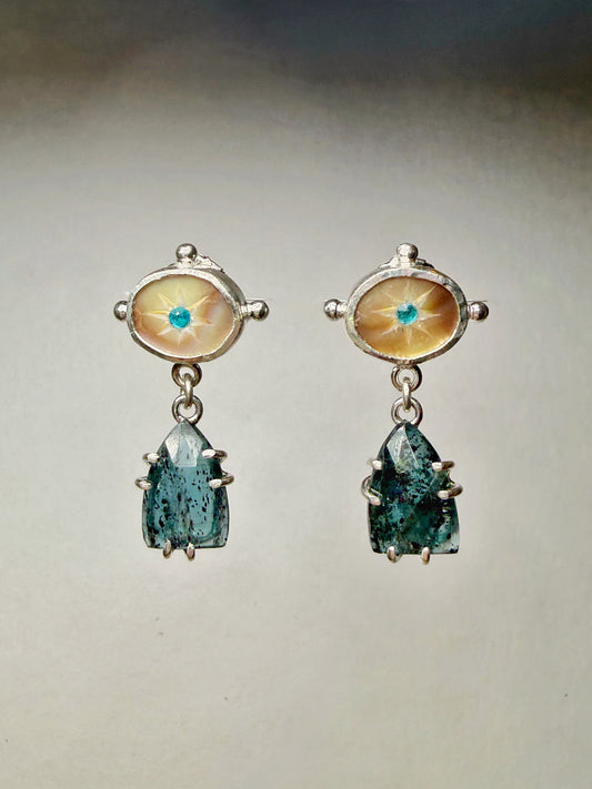 Kyanite and Mother of Pearl Earrings