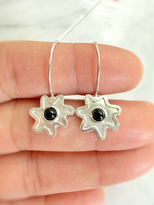 Onyx and Star Hoop earrings