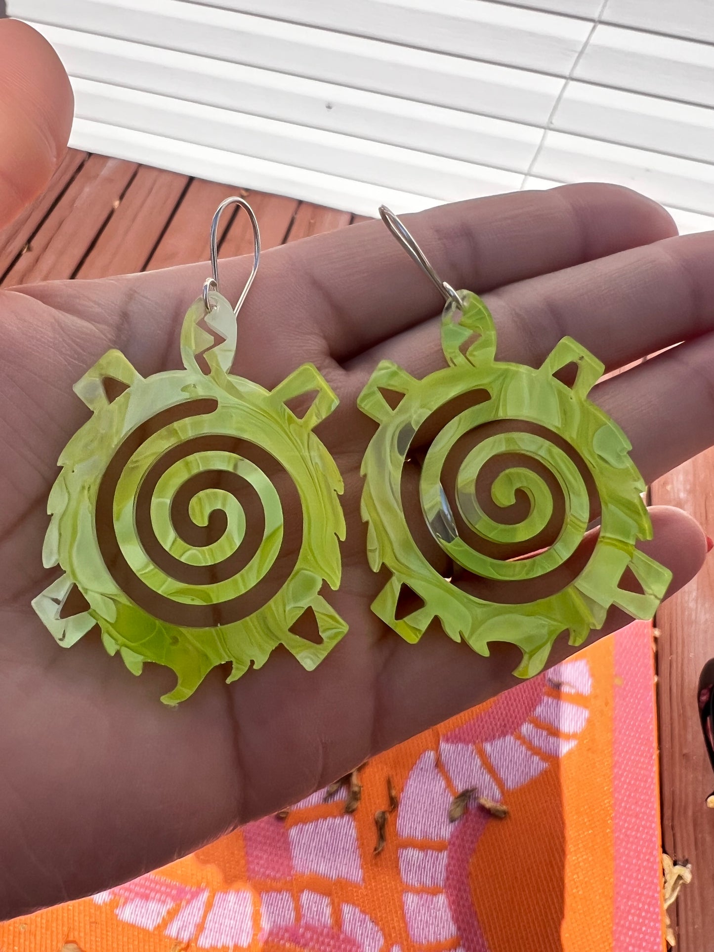 Large Green Turtle earrings