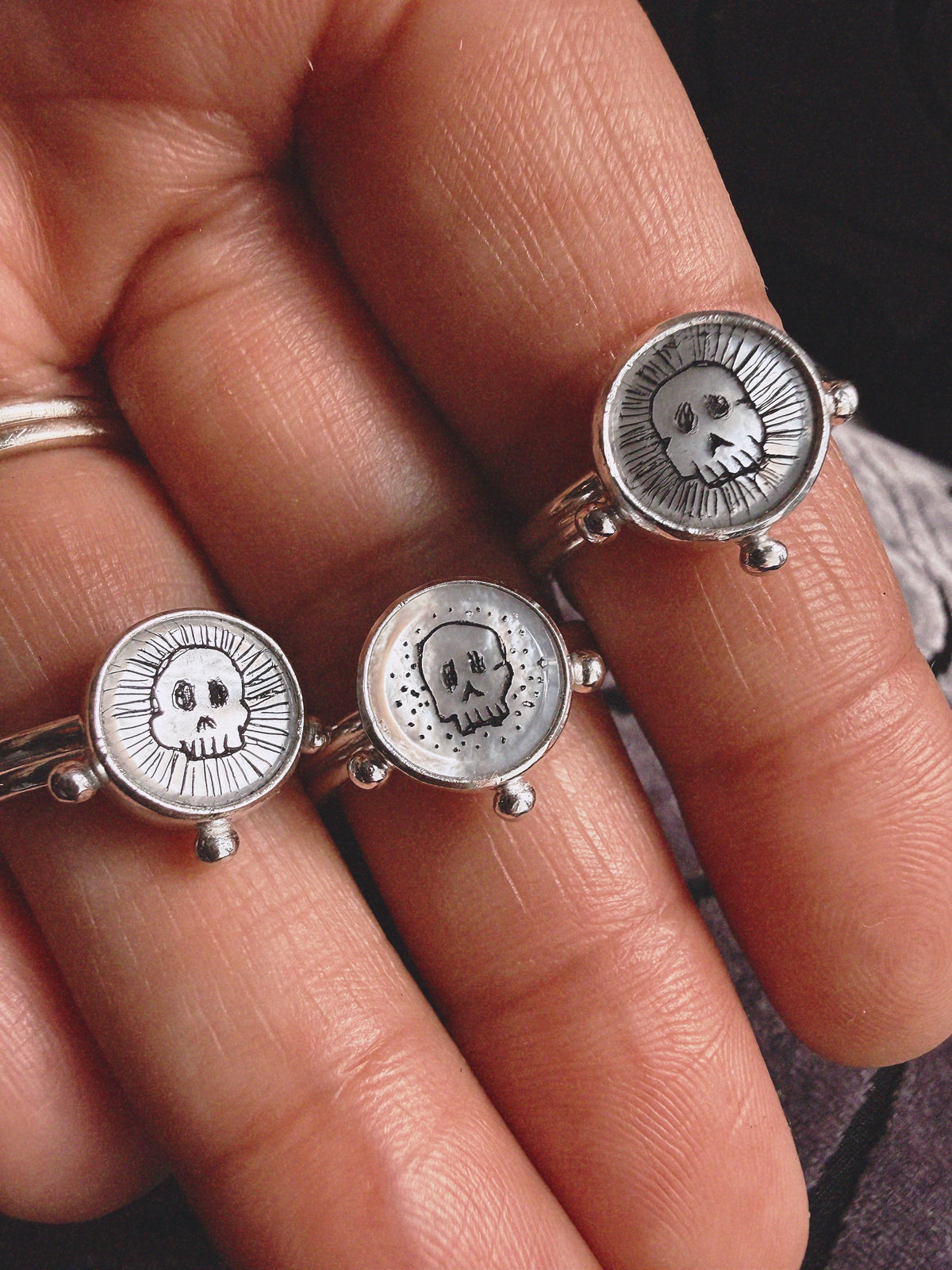 Etched Skull Ring