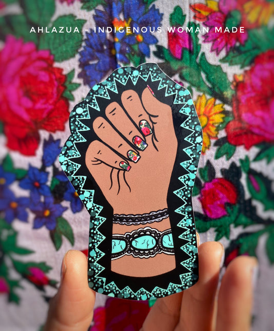 Resist, Reclaim & Inspire - Turquoise & White Nails